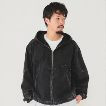 [ BEAMS ] 빔즈 지퍼 후드티 더블 지퍼 워시드 가공 새상품급