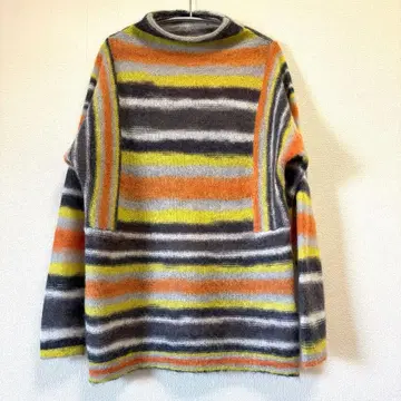 모헤어 & 알파카 스웨터 멀티 보더