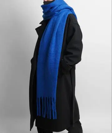 confirm 파란색 폴리에스테르 머플러 프린지 부착