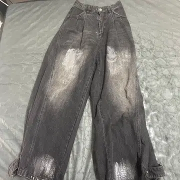 빈티지 스타일 호일 프린트 데님 팬츠