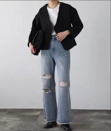 ap 레트로 트위드 자켓 블랙