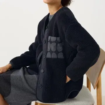 유니클로 마리메꼬 플리스 가디건 다크 그레이 S