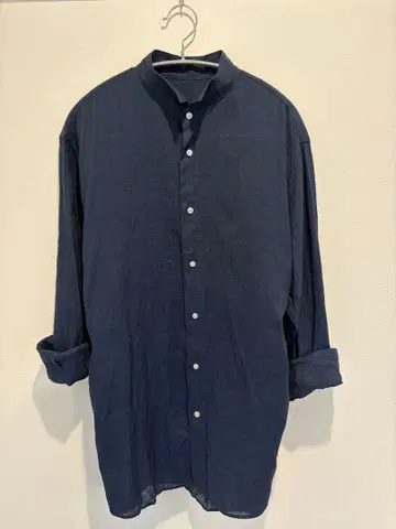 [ 새상품급 ] 린넨 윙카라 셔츠 다크 블루 L 사이즈