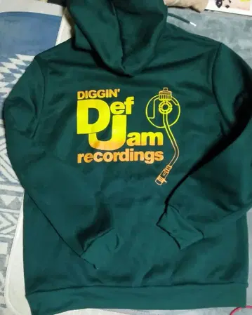 Def Jam recordings 후드 부착 후드티 다크 그린