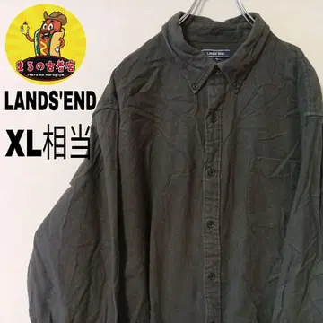 USA 구제 의류 LANDS'END 플란넬 셔츠 XL 상당 차콜 그레이