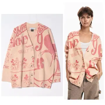 데시구알 월트디즈니 프린트 니트 가디건 L