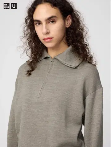 UNIQLO U 더블 페이스 하프 지퍼 스웨터 L 사이즈