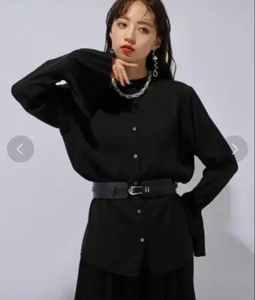 HARE 하레 2WAY 소매 플리츠 셔츠 블라우스 블랙 플리츠