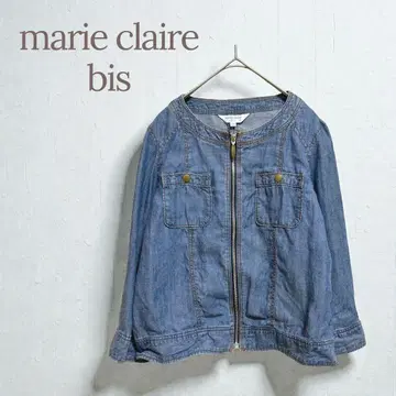 마리끌레르비스 데님 자켓 얇은 소재 마 혼방 지퍼 가벼운