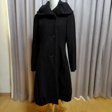 블랙 벌룬 롱 코트