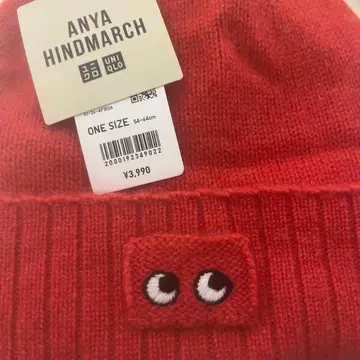 유니클로 안야 힌드마치 캐시미어 니트 모자 비니 레드 새상품