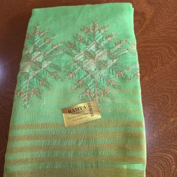 인도 사리 (새상품, 미사용) RAMYA 그린 자수