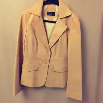 한국 POST 오더 베이지 가죽 자켓