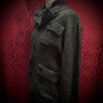 밀리터리 포켓 디자인 니트 자켓 블랙 midas V 시크 스타일