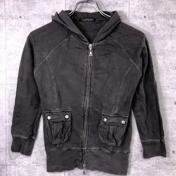 Y2K 인디 시리즈 구제 의류 페이드 컬러 7부 소매 맨투맨 후드티