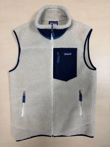 patagonia 플리스 베스트 크림색/네이비
