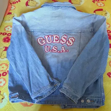 GUESS 자수 로고 G 재킷 라이트 블루 M 사이즈