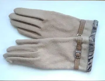 ELLE 가죽 벨트 장갑 베이지 애니멀 무늬