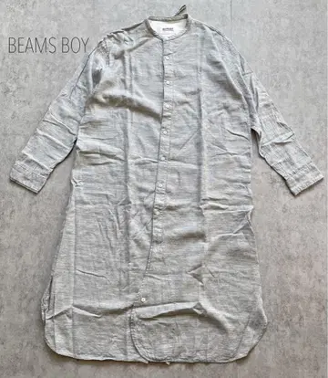 빔즈 보이 BEAMS BOY 코튼 긴팔 셔츠 원피스 그레이