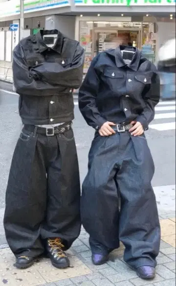 BELVET 와이드 데님 블랙