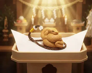 뱀의 행운 나무 조각 키링 이즈모 대사쿠 정화 부적 포함