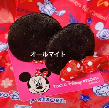 디즈니 미니 도트 패치 헤어 클립 헤어핀 리본