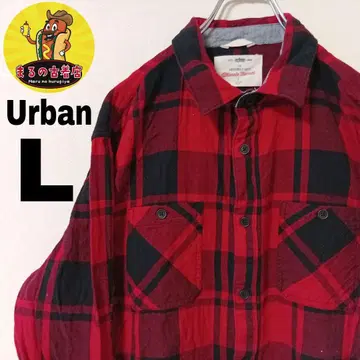 USA 구제 의류 Urban 플란넬 셔츠 L 레드 블랙 체크