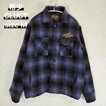 레어 CLUCT 옴브레 체크 체인 자수 로고 퀼팅