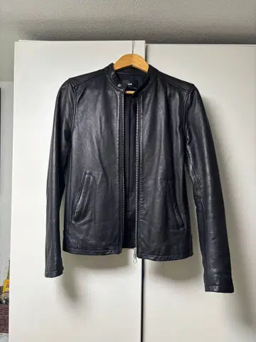 HARE 블랙 가죽 싱글 라이더 자켓 M