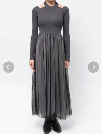 2WAY 튤 니트 도킹 원피스