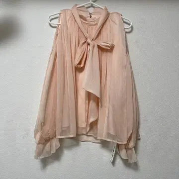 리본 포함 쉬폰 블라우스 핑크