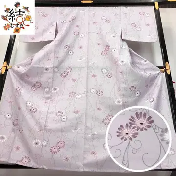 MK-1682 단의 코몬 워셔블 기모노 꽃무늬 후지네즈색