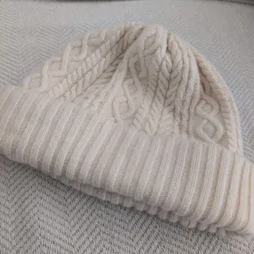 CA4LA 울100% 케이블 짜임 니트 모자 아이보리