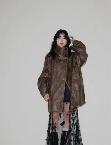 Ameri vintage 플라워 자수 시스루 플레어 스커트