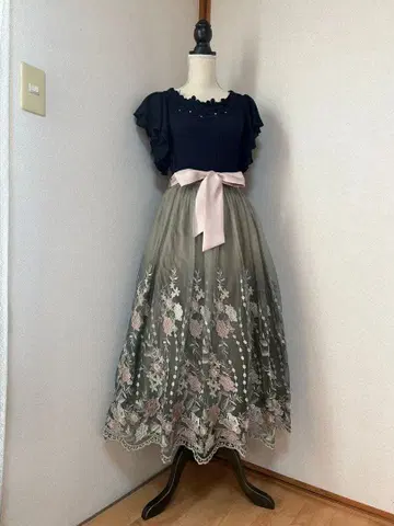 axes femme 그라데튤 자수 스커트