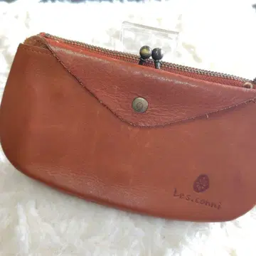 Les.conni 가죽 가마구치 지갑 브라운