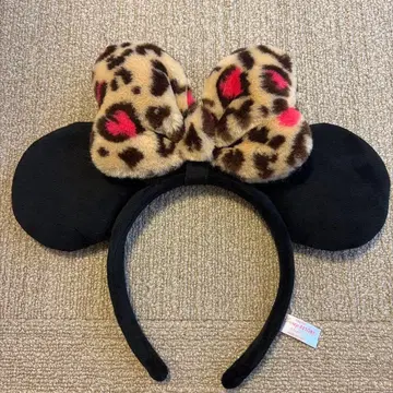 디즈니 머리띠 레오파드 무늬 리본