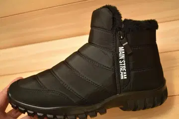 24.5 더블 지퍼 남성용 블랙 발수 논슬립 스노우 부츠 방한 신발