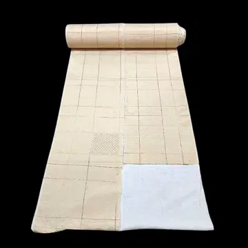 명주 옷감 베이지 격자 무늬 기모노 리메이크 핸드메이드 일본 의류