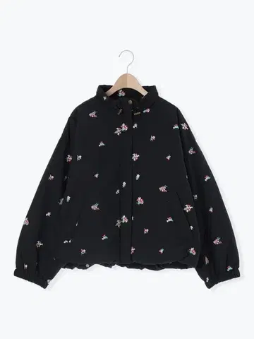 작은 꽃 전체 자수 패딩 자켓