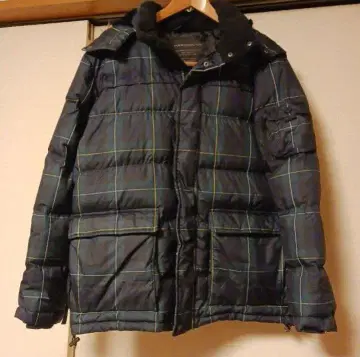 UNIQLO 네이비 체크 무늬 다운 자켓 M