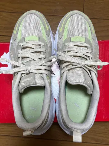 Puma 러닝화 베이지/라임