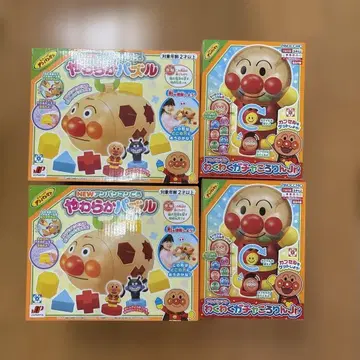 호빵맨 말랑말랑 퍼즐 2개, 가챠코로링 2개, 총 4개 세트