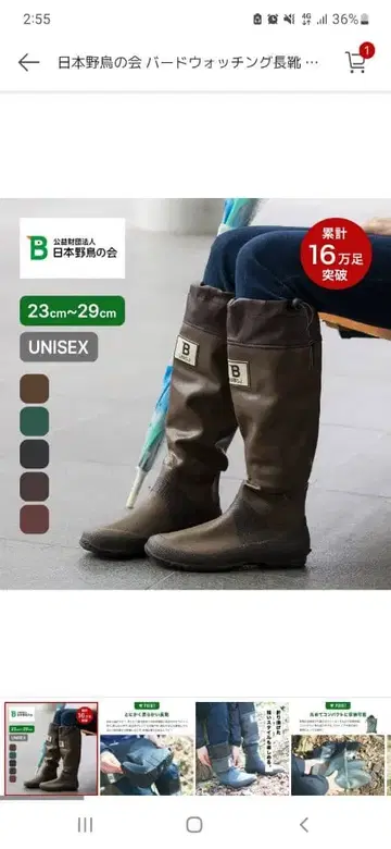 일본 야조회 버드 워칭 장화 브라운 M