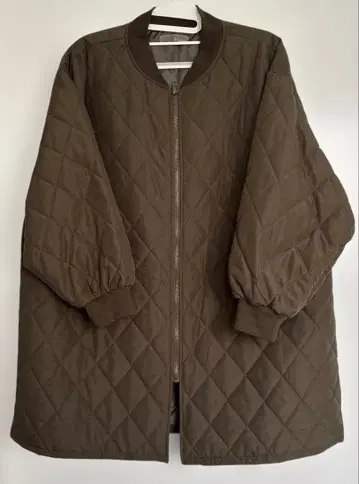 퀼팅 자켓 롱 기장 카키 골드 지퍼 3L