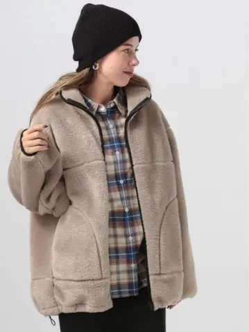 BAYFLOW 스탠드 카라 퍼 블루종 경량 따뜻함 사이즈 2 그레이지