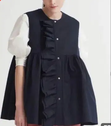 Yori 더블 크로스 프릴 베스트 M 네이비