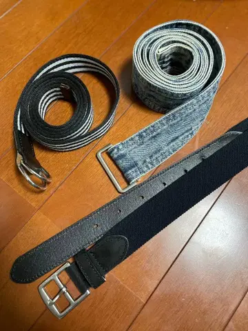 캐주얼 벨트 3개 세트 블랙 데님 스트라이프