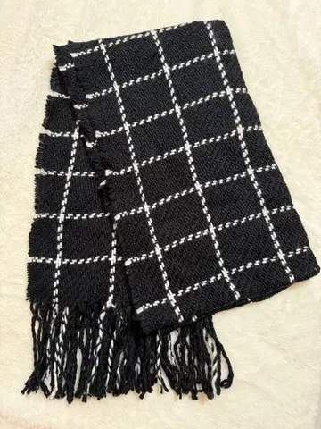 DII 머플러 담요 체크 격자 무늬 블랙