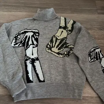 kotohayokozawa 아트 프린트 그레이 스웨터 F 사이즈